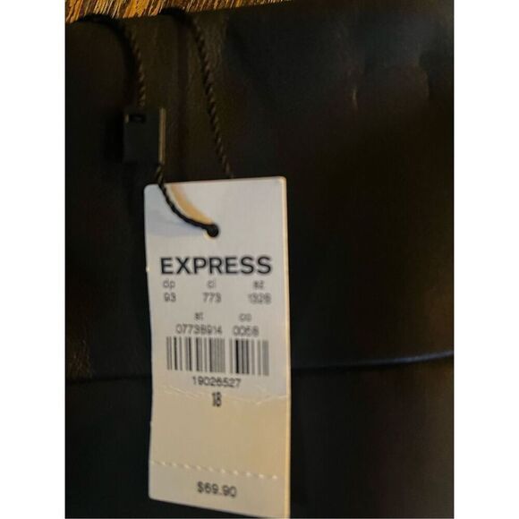 Express Black Faux Leather High Waist MIDI Skirt sz 18 NWT - Picture 9 of 10